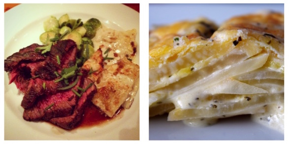 Left: Hanger Steak & Celeriac au Gratin from The Kitchen - Denver, CO | Right: Celeriac au Gratin from MY kitchen!